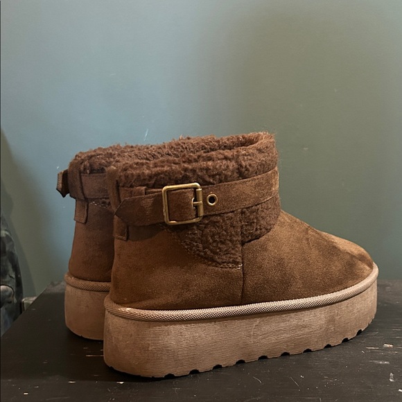 Brown Suede Ankle Boots with Buckle - Picture 2 of 11